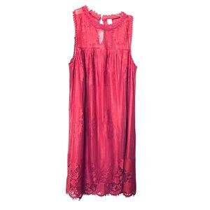 NO BOUNDARIES SLEEVELESS MIDI DRESS, GIRLS, L (11-13) PINK EMBROIDERING & LACE